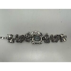 Cannes Dogs Puppies Ladies MOP Watch New Battery 33MM 6.5" Rare L89